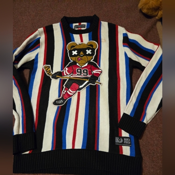 Black Pike Other - Black Pike Hockey Bear Crew Neck Knit Sweater Men's Medium
